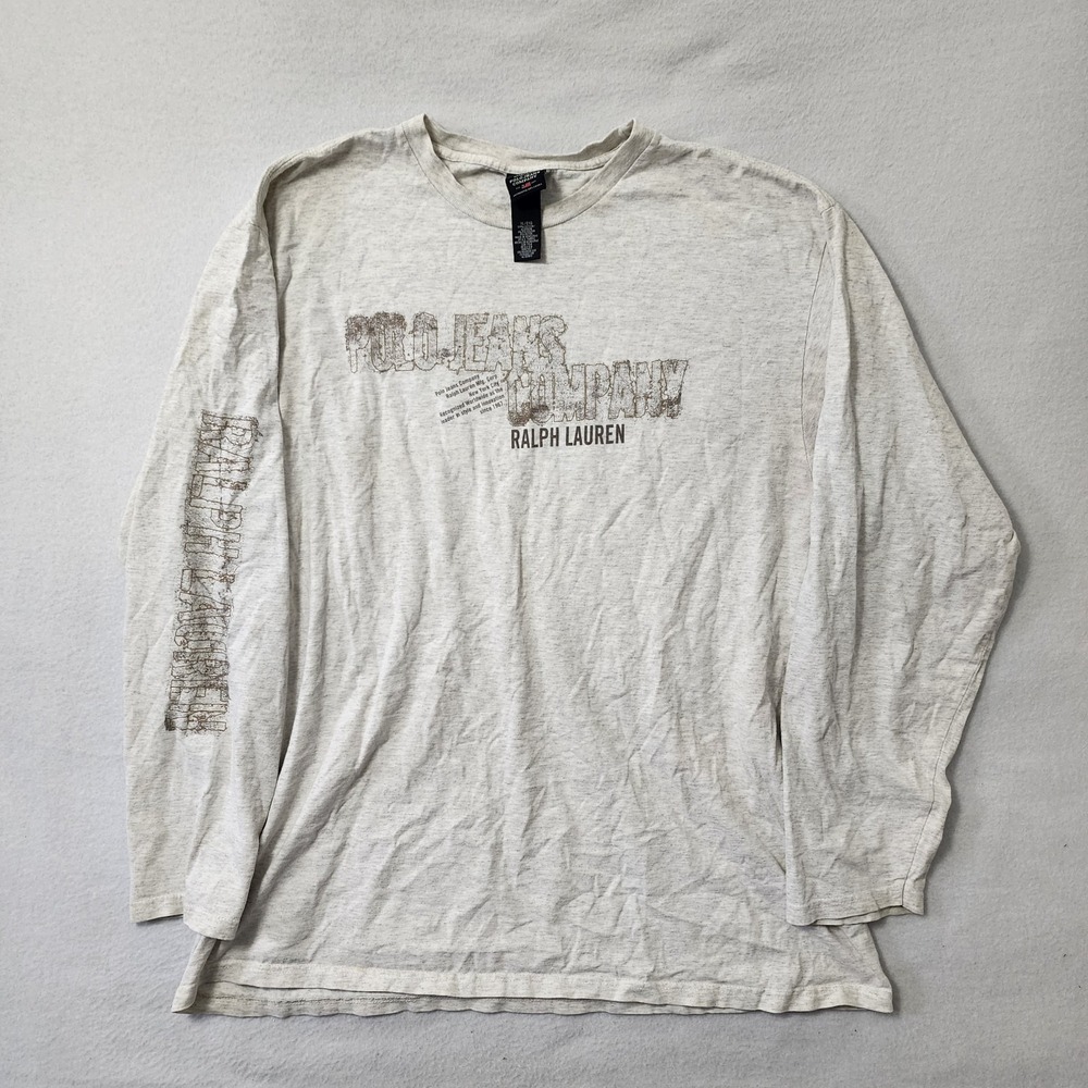 Vintage Y2k Polo Ralph Lauren T Shirt Mens XL White Long Sleeve Skater Grunge